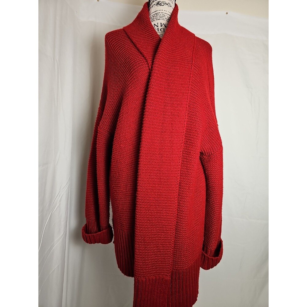 Ava & Viv Women's 2X Red Cozy Knit Open Front Cardigan Sweater Plus Size
